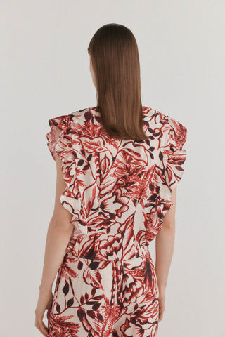 Blusa Manga Corta de Volantes con Estampado