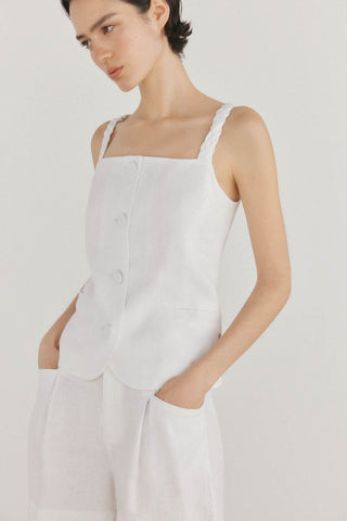 Chaleco con Tiras Trenzadas de Lino