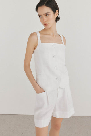 Chaleco con Tiras Trenzadas de Lino