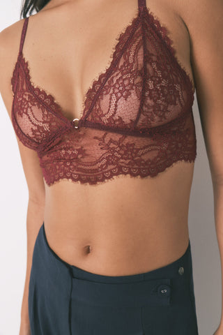 Bralette Triangular sin Aros con Encaje