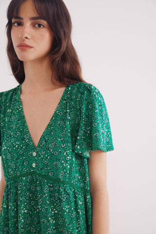 Vestido con Detalle de Botones Estampado