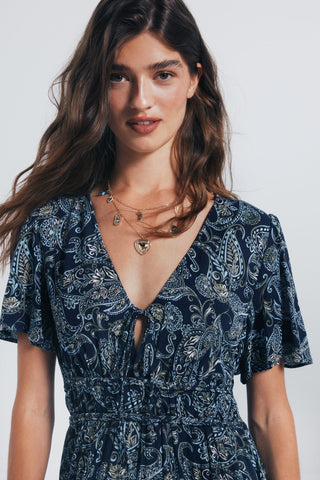 Vestido con Detalle Trenzado Estampado Floral
