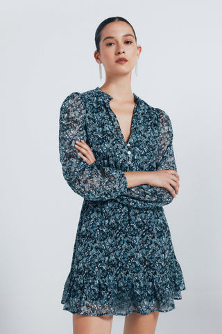Vestido Manga Corta con Estampado Floral