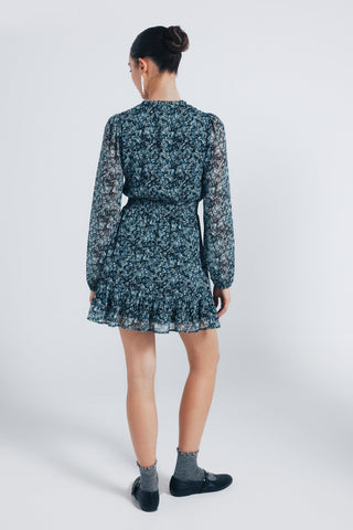 Vestido Manga Corta con Estampado Floral