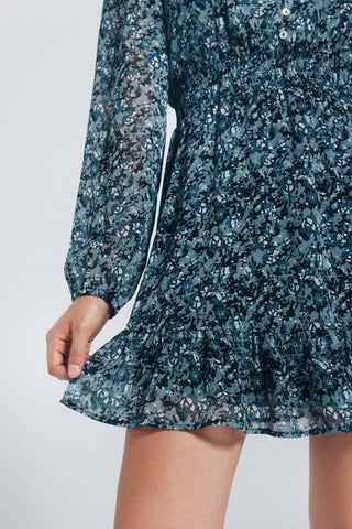 Vestido Manga Corta con Estampado Floral