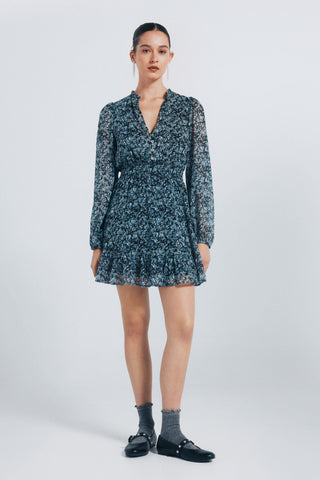 Vestido Manga Corta con Estampado Floral