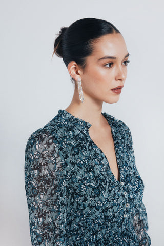 Vestido Manga Corta con Estampado Floral