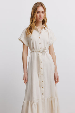 Vestido Midi Camisero Manga Corta