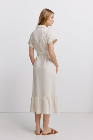 Vestido Midi Camisero Manga Corta