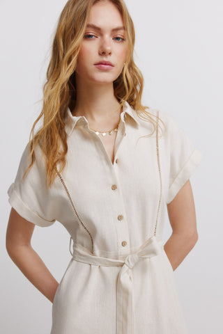 Vestido Midi Camisero Manga Corta