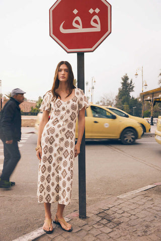 Vestido Camisero Midi con Estampado