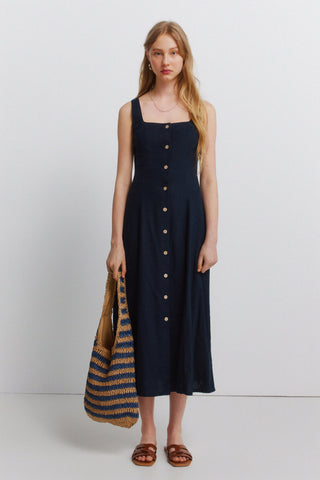 Basic Square Neckline Midi Dress.