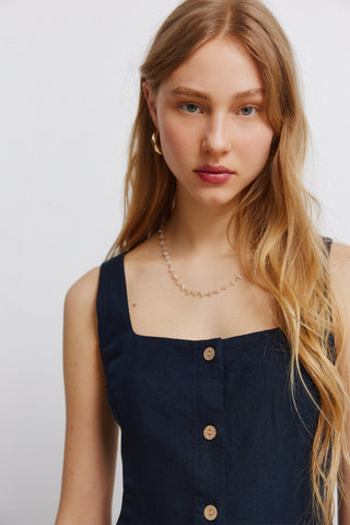 Basic Square Neckline Midi Dress.