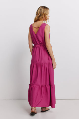BASIC V-NECK LONG DRESS.