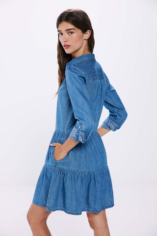 Vestido Denim Manga Larga