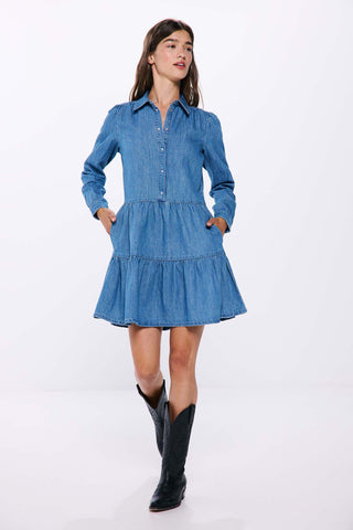 Vestido Denim Manga Larga