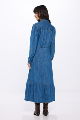 Vestido Camisero Denim con Volante