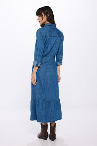 Vestido Camisero Denim con Volante