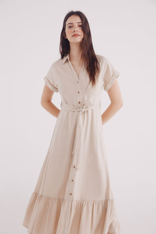 Vestido Camisero con Volante y Cinturón
