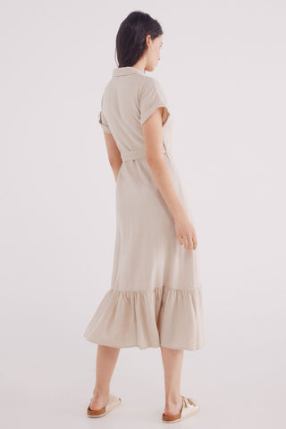 Vestido Camisero con Volante y Cinturón