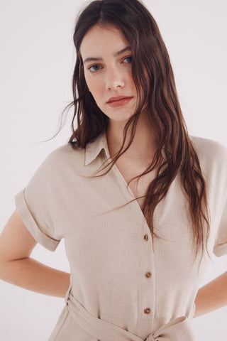 Vestido Camisero con Volante y Cinturón