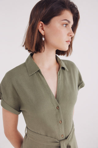 Vestido Camisero con Volante y Cinturón
