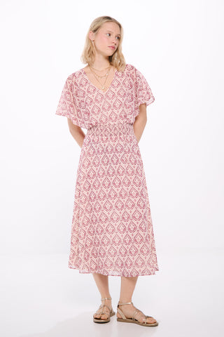 Vestido Midi con Mangas Capa