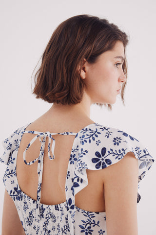Vestido Manga Corta con Estampado Floral