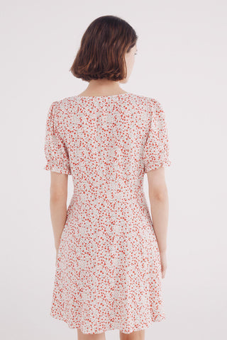 Vestido Detalle de Lazo Estampado