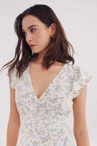 Vestido Manga con Vuelo Estampado Floral