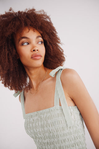 Vestido Tirantes con Lazo Estampado de Rayas