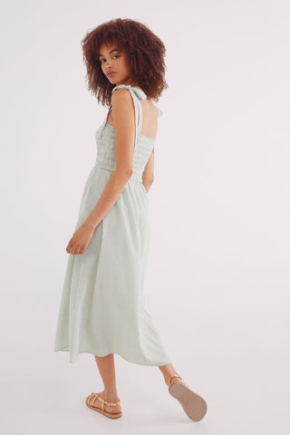 Vestido Tirantes con Lazo Estampado de Rayas