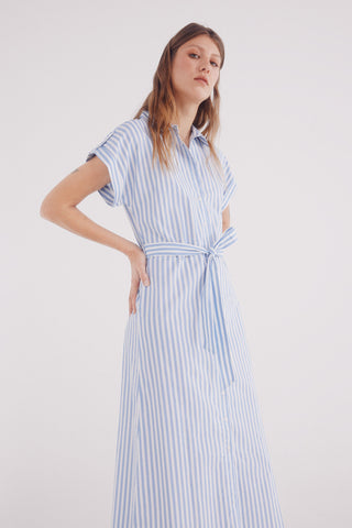 Vestido Camisero con Estampado de Rayas