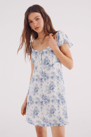 Vestido Manga Corta con Estampado Floral