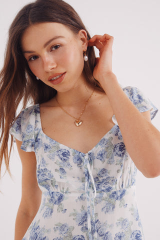 Vestido Manga Corta con Estampado Floral