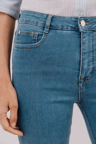 Jeans Skinny Talle Medio con Bolsillos