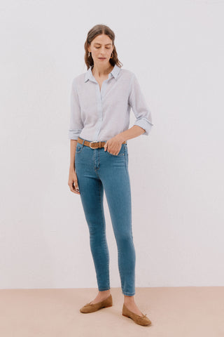 Jeans Skinny Talle Medio con Bolsillos