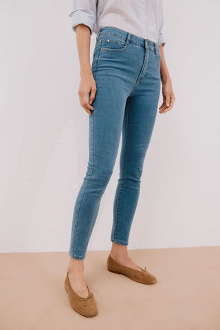 Jeans Skinny Talle Medio con Bolsillos