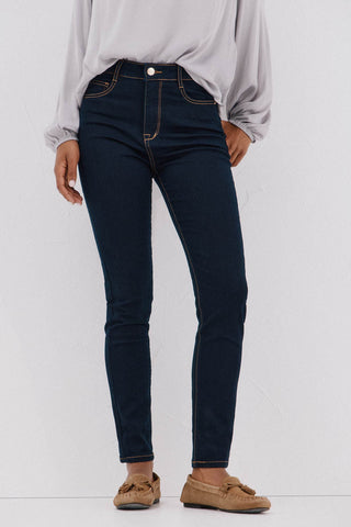 Jeans Skinny Talle Medio con Bolsillos