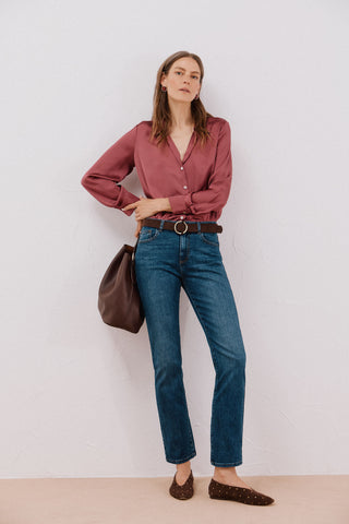 Jeans Recto Talle Medio con Bolsillos