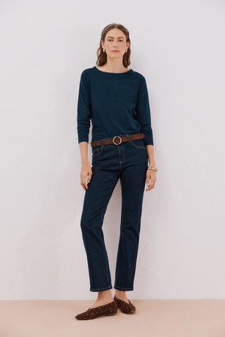 Jeans Recto Talle Medio con Bolsillos