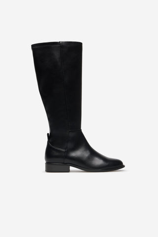 Bota Alta con Detalle Elástico Efecto Piel