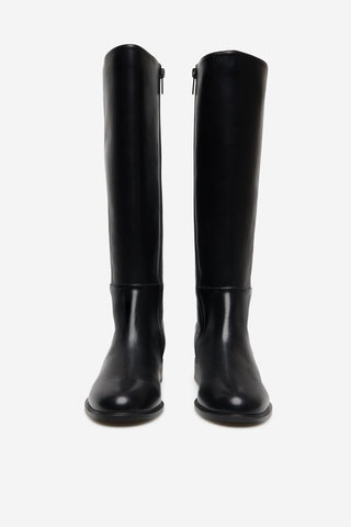 Bota Alta con Detalle Elástico Efecto Piel