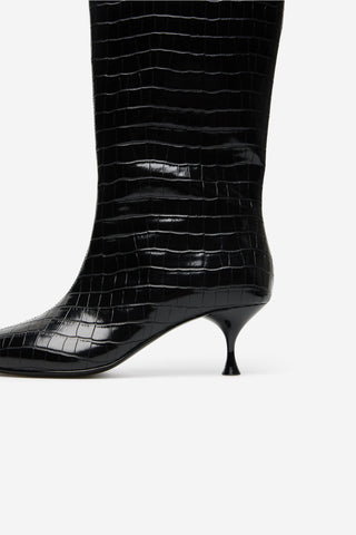 Botas Alta de Tacón con Efecto de Charol