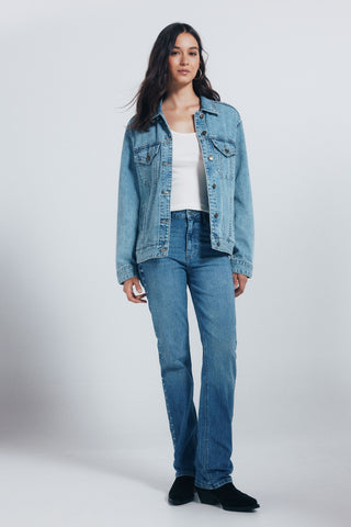 Chaqueta Denim Oversize con Bolsillos