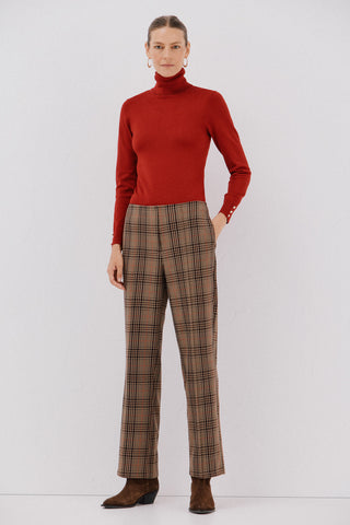 Pantalón Skinny Talle Alto Estampado Cuadros