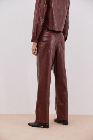 Pantalón Efecto Piel con Bolsillos