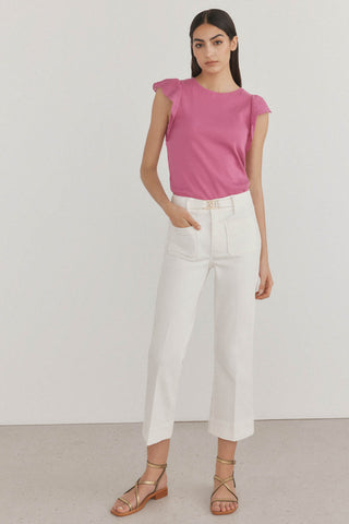 Jeans Cropped con Detalle Cinturón