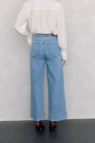Jeans Wide Leg Talle Alto con Bolsillos