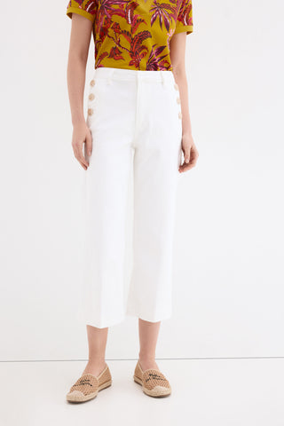 E Denim Wide Capri Botones.